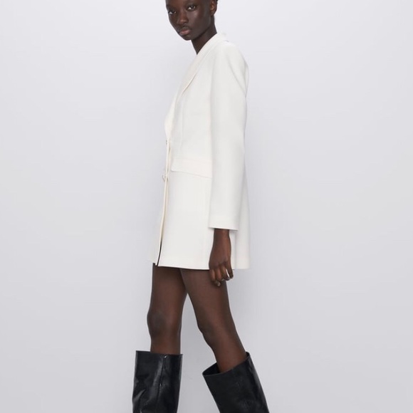 Double Breasted Buttoned Frock Blazer Dress Coat - Picture 6 of 8